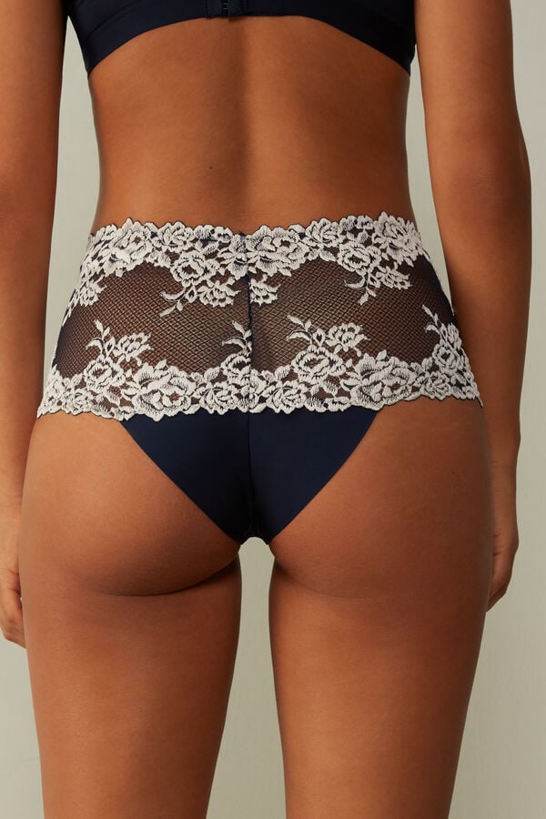 Women Intimissimi Pretty Flowers Hipsterzilian Briefs Deep Blue / Light Yellow | 6752039-YV