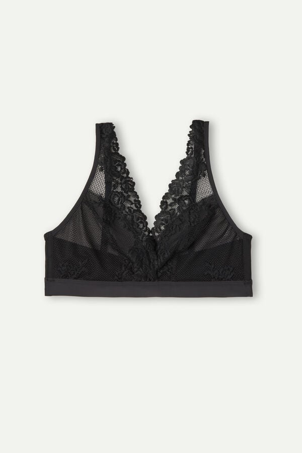 Women Intimissimi Pretty Flowers Lara Triangle Bra Black | 3906758-RL