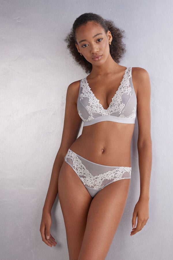 Women Intimissimi Pretty Flowers Lara Triangle Bra Grey | 7306281-VW