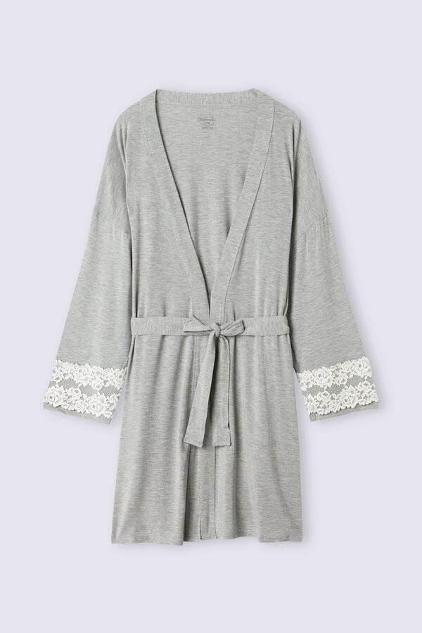 Women Intimissimi Pretty Flowers Modal Robe Grey / White | 9243806-YO