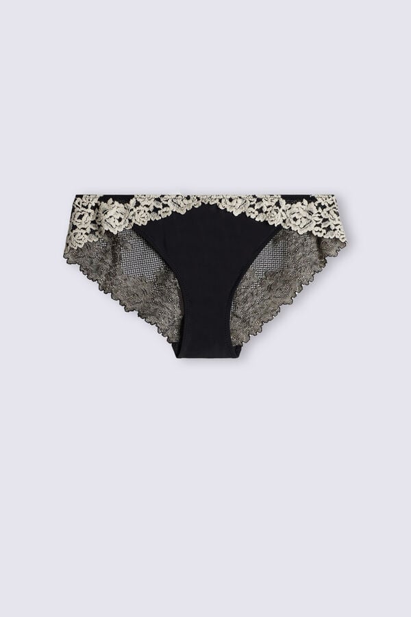 Women Intimissimi Pretty Flowers Panties Black / White | 7194520-ZT