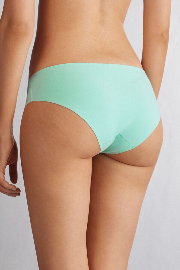 Women Intimissimi Pretty Flowers Seamless Cotton Panties Green / White | 2839154-UP