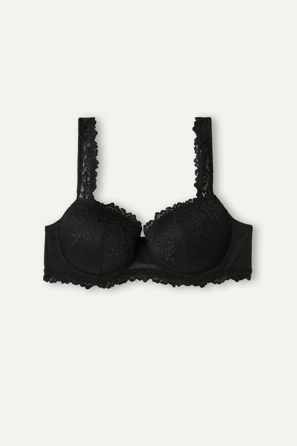 Women Intimissimi Pretty Flowers Sofia Balconette Bra Black | 7186340-QM