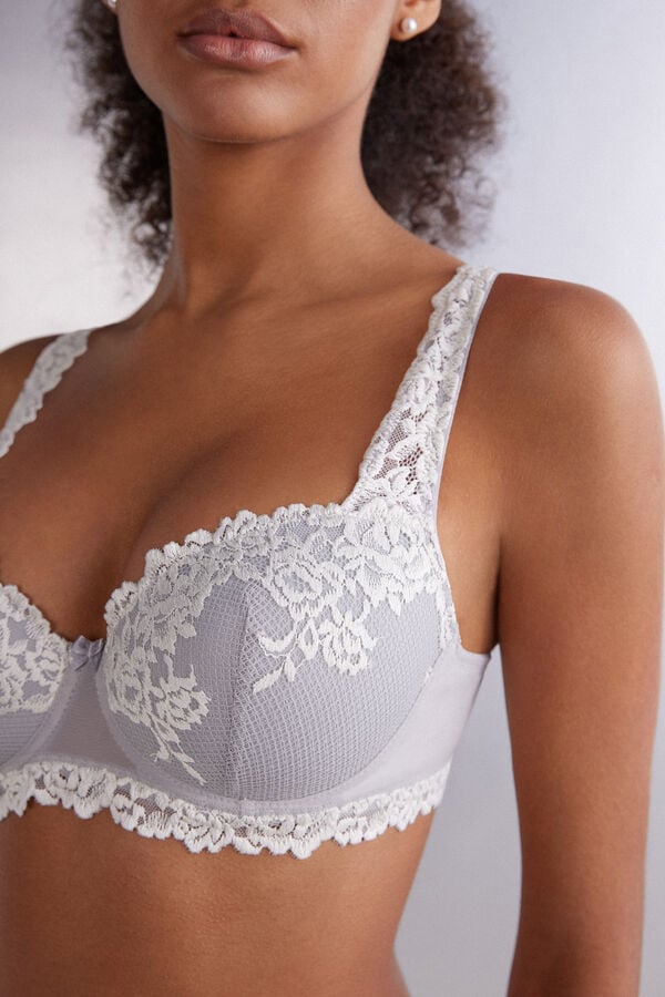 Women Intimissimi Pretty Flowers Sofia Balconette Bra Grey | 5813042-YI