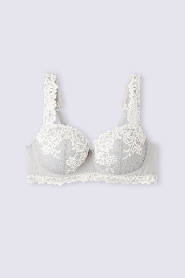 Women Intimissimi Pretty Flowers Sofia Balconette Bra Grey | 5813042-YI