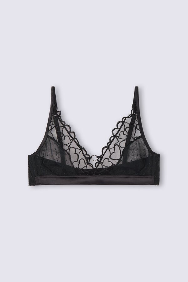 Women Intimissimi Queen Of Hearts Lara Triangle Bra Black | 0241695-VY