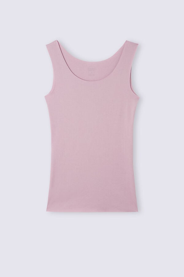 Women Intimissimi Raw Edge Round Neck Cotton Tank Top Pink | 1794306-OJ