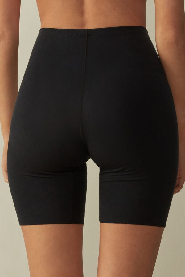 Women Intimissimi Raw Edge Seamless Cotton Shorts Black | 0194268-UX