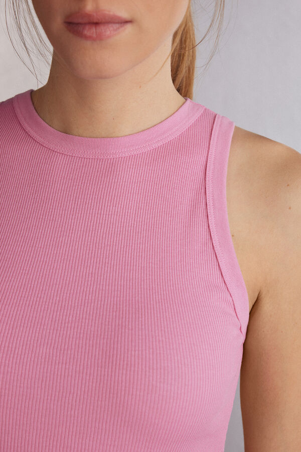 Women Intimissimi Ribbed In Supima® Cotton Tank Top Pink | 4126385-LJ