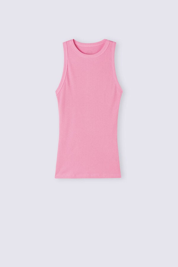 Women Intimissimi Ribbed In Supima® Cotton Tank Top Pink | 4126385-LJ