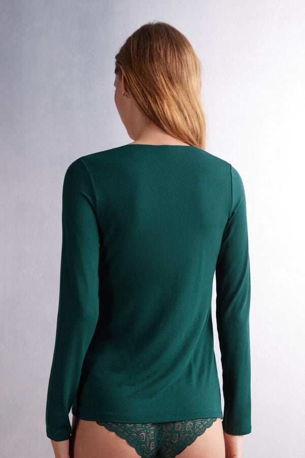 Women Intimissimi Scoop Neck In Micro-Modal Long Sleeve Green | 3418529-DW