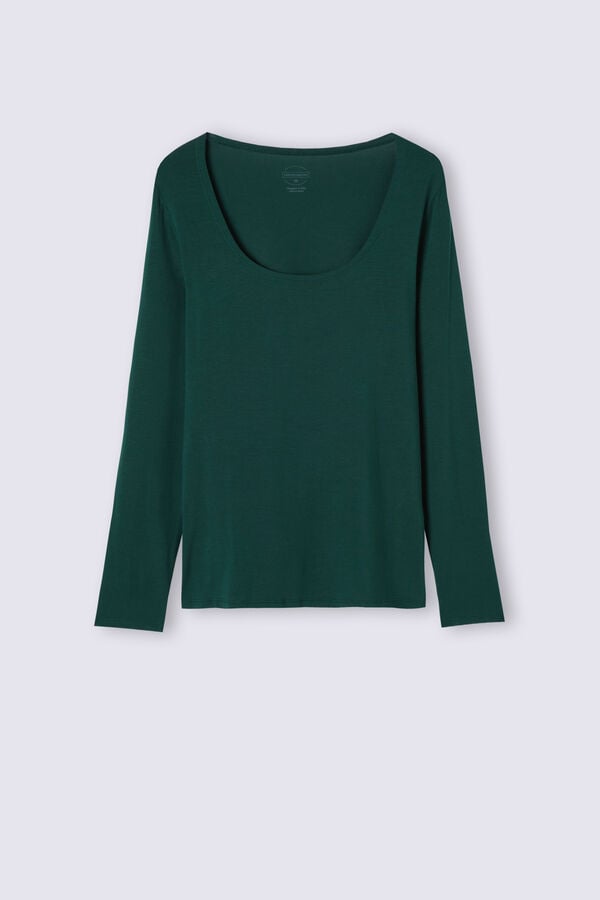 Women Intimissimi Scoop Neck In Micro-Modal Long Sleeve Green | 3418529-DW