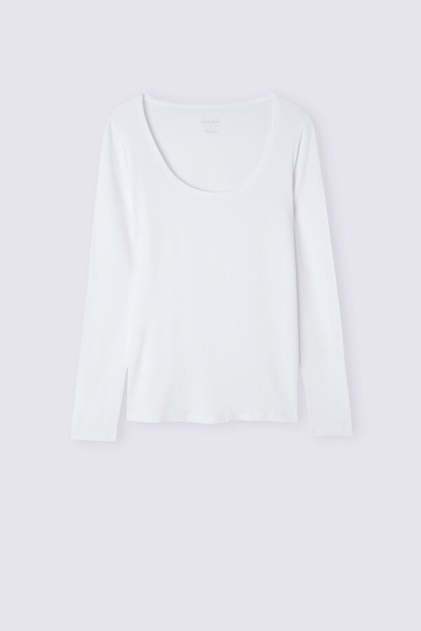 Women Intimissimi Scoop Neck In Micro-Modal Long Sleeve White | 0523619-GC