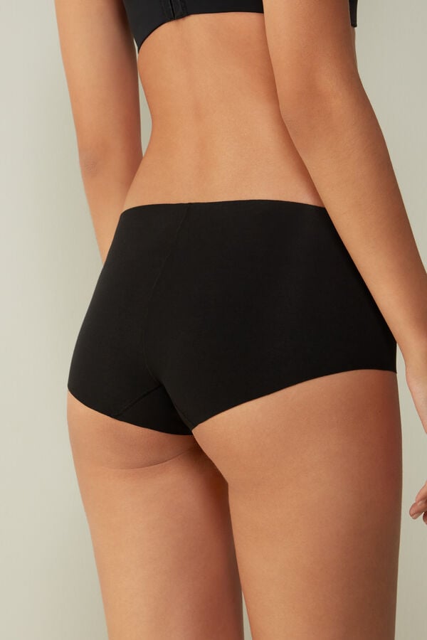 Women Intimissimi Seamless Cotton Hipster Briefs Black | 9046358-GY