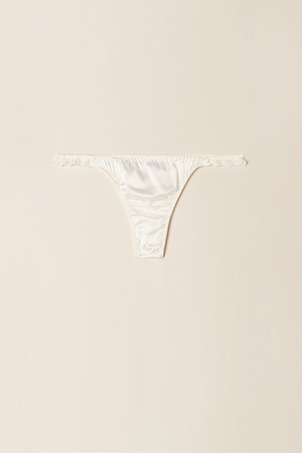 Women Intimissimi Silk And Lace G-String Thong White | 4896037-GJ