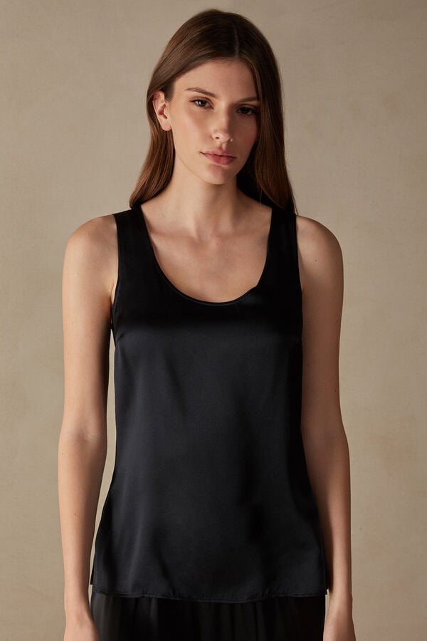 Women Intimissimi Silk And Modal Tank Top Black | 5461089-WG