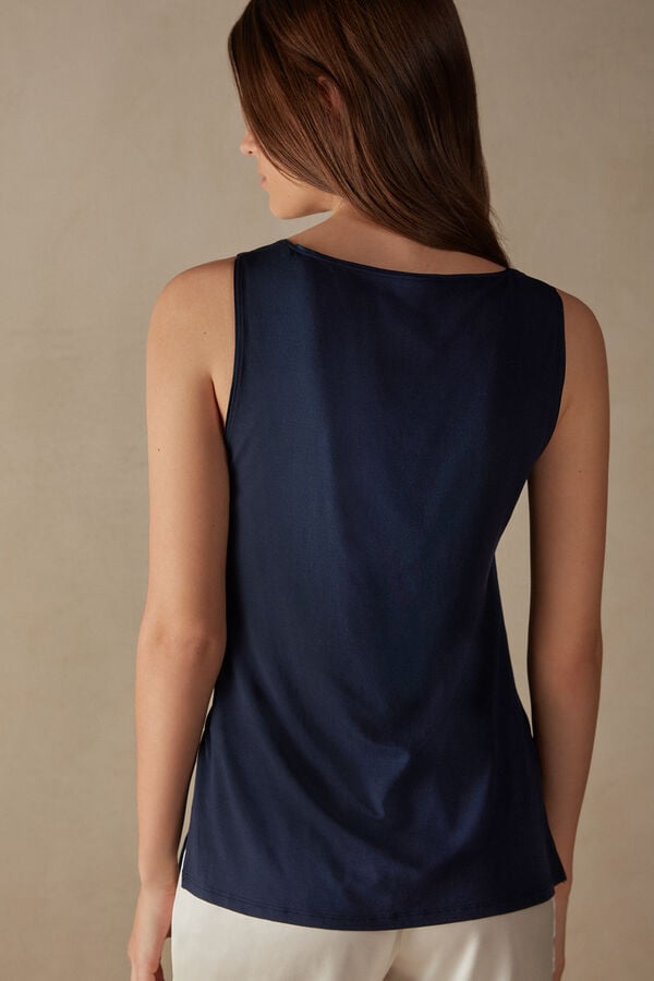 Women Intimissimi Silk And Modal Tank Top Blue | 6803194-GO