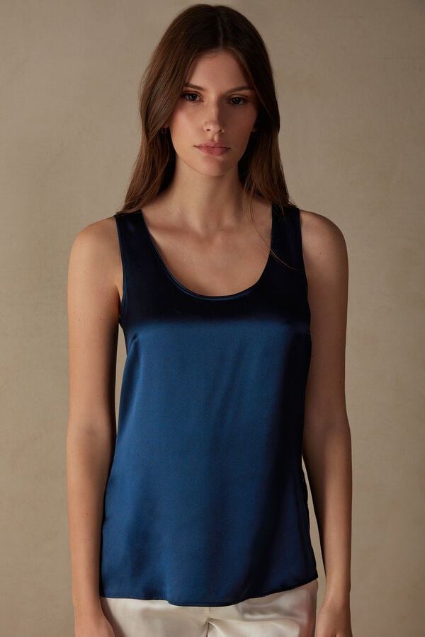 Women Intimissimi Silk And Modal Tank Top Blue | 6803194-GO