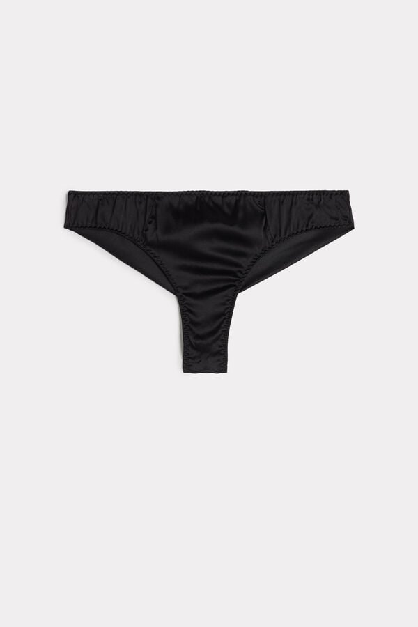 Women Intimissimi Silk Cheeky Briefs Black | 7846293-VN