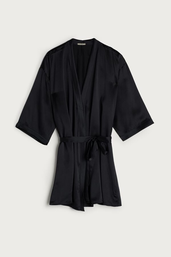 Women Intimissimi Silk Kimono Pajamas Black | 1235476-AT