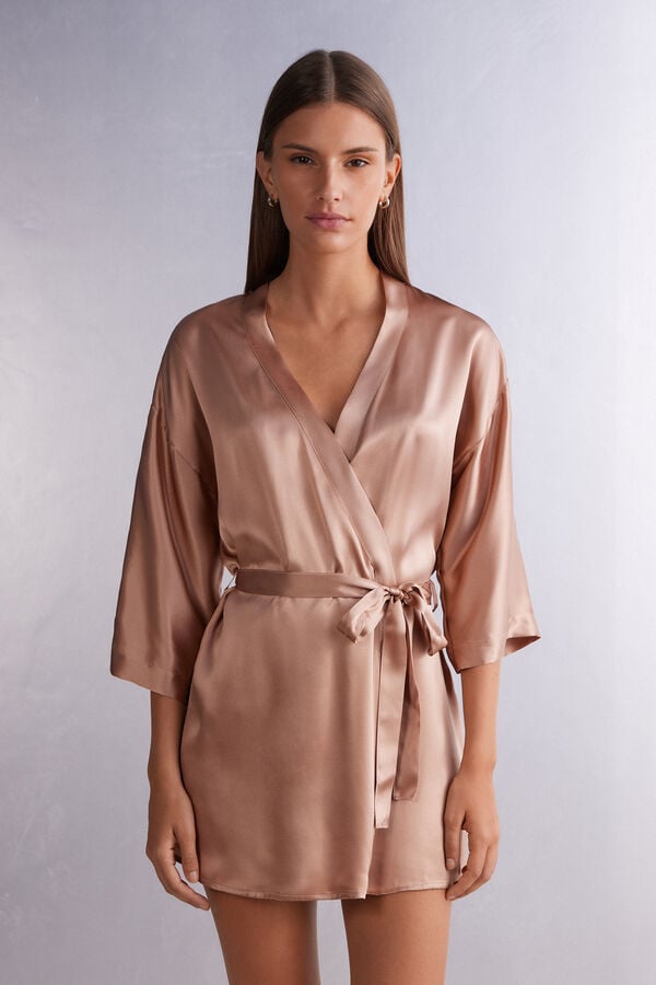 Women Intimissimi Silk Kimono Pajamas Pink | 9210387-XI