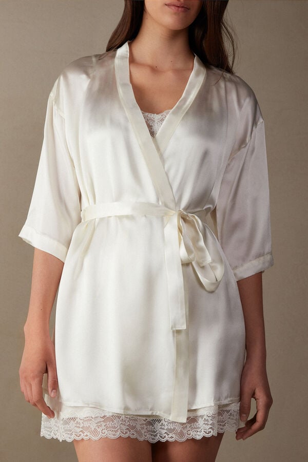 Women Intimissimi Silk Kimono Pajamas White | 6490128-ZS