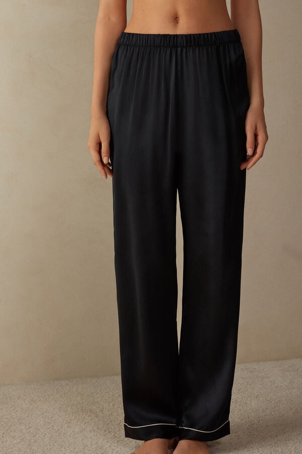 Women Intimissimi Silk Satin Pants Black | 8106425-TK