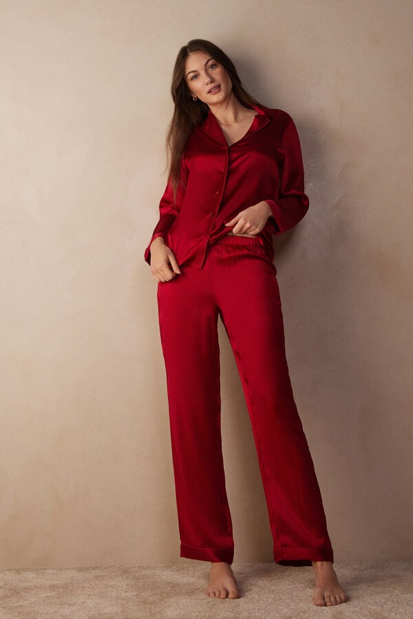 Women Intimissimi Silk Satin Pants Red | 6379801-XY