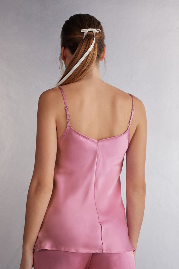 Women Intimissimi Silk Satin With V-Neckline Tank Top Pink | 9316740-EL