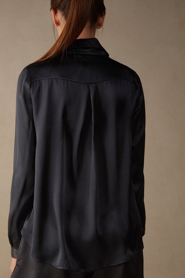 Women Intimissimi Silk Shirt Black | 2697154-PR