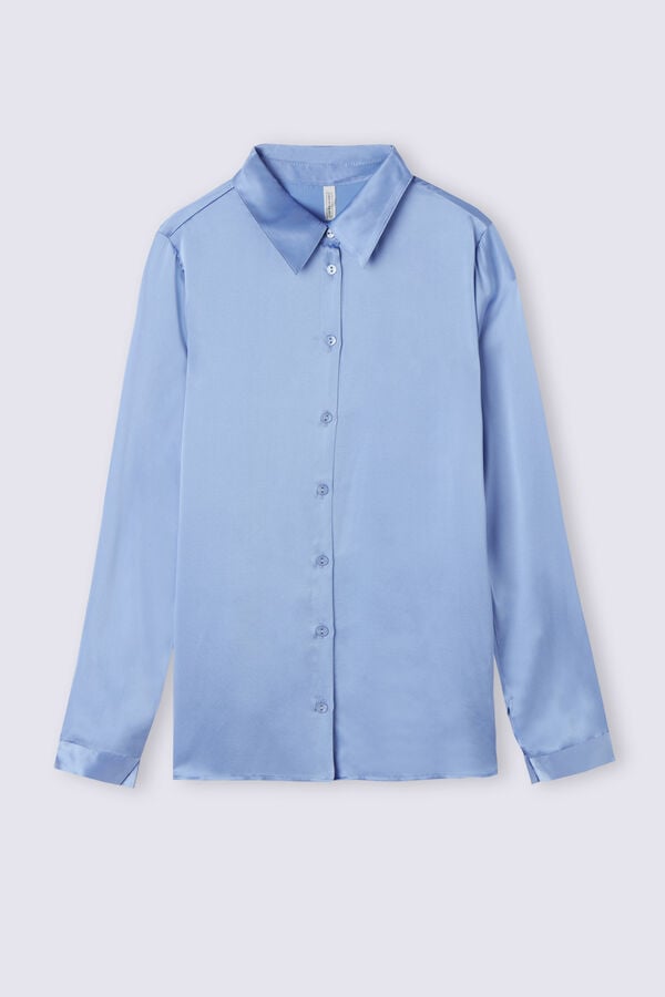 Women Intimissimi Silk Shirt Blue | 0691247-KI