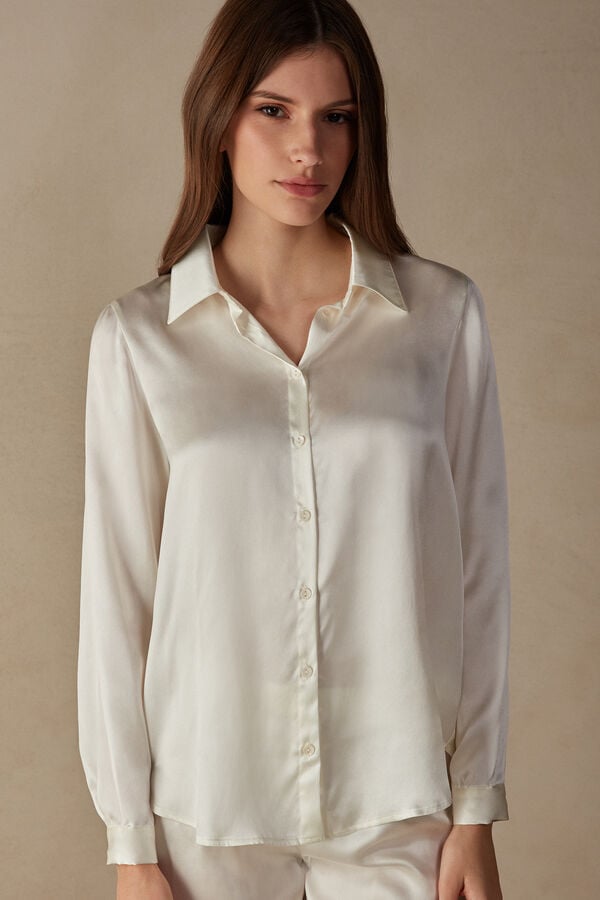 Women Intimissimi Silk Shirt White | 3682019-VC