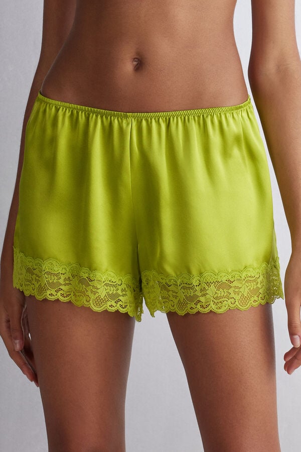 Women Intimissimi Silk Shorts Green | 0287615-MX