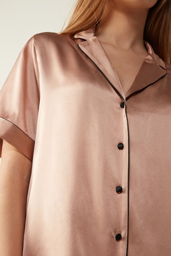 Women Intimissimi Silk With Contrast Trim Shirt Pink | 9824051-FK