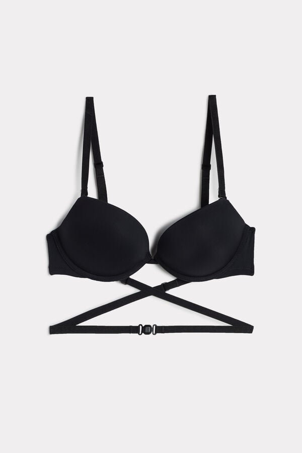 Women Intimissimi Silvia Multifunction Push-Up Microfiber Bra Black | 4809762-ZT