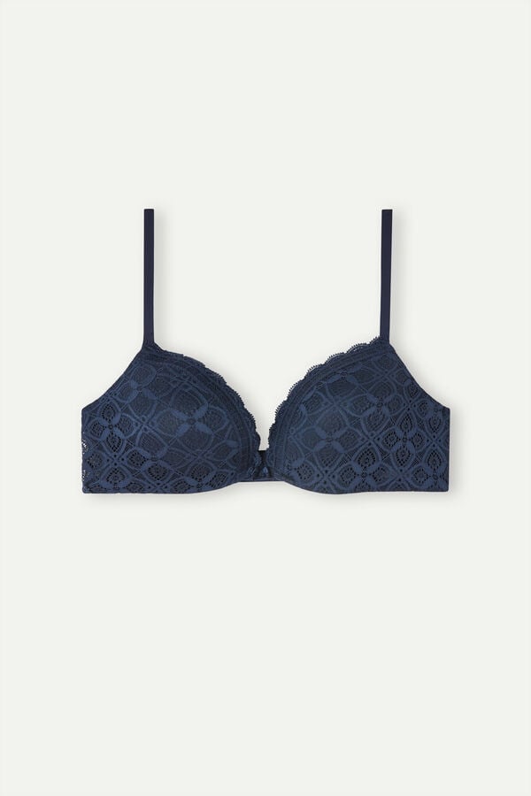 Women Intimissimi Silvia Push-Up Lace Bra Blue | 7815623-QN