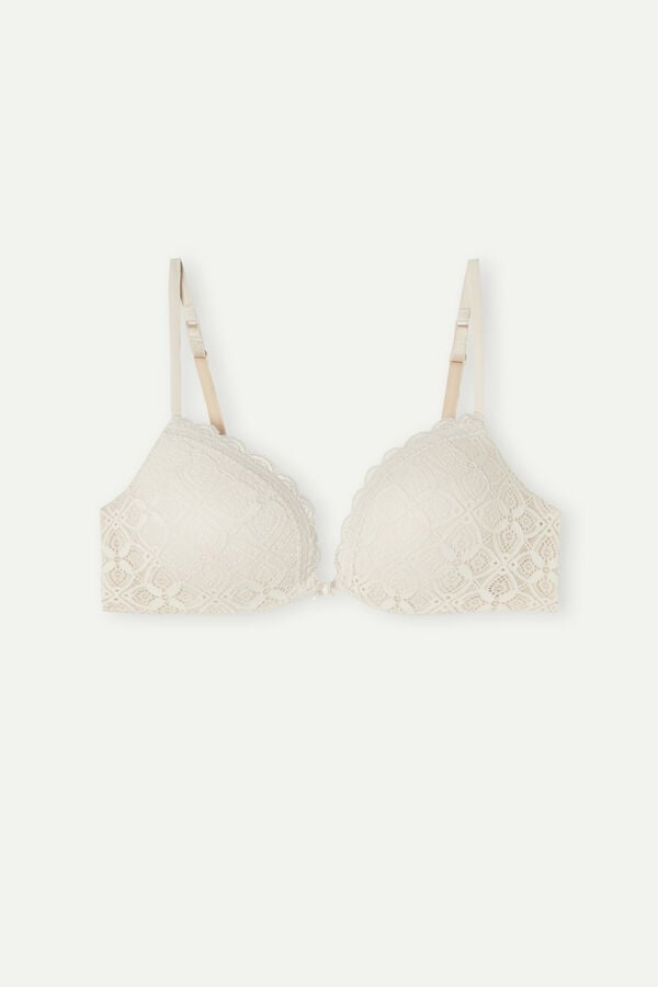 Women Intimissimi Silvia Push-Up Lace Bra Cream Pink | 3750621-DP