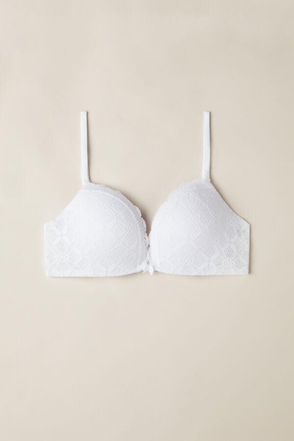 Women Intimissimi Silvia Push-Up Lace Bra White | 6379512-CM