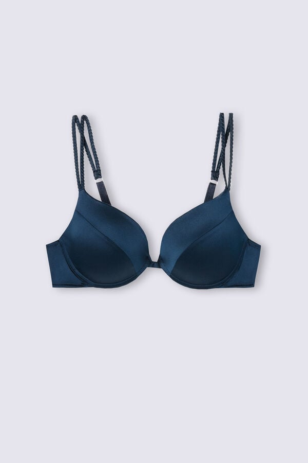 Women Intimissimi Simona Super Push-Up Silk Bra Blue | 4921570-GY