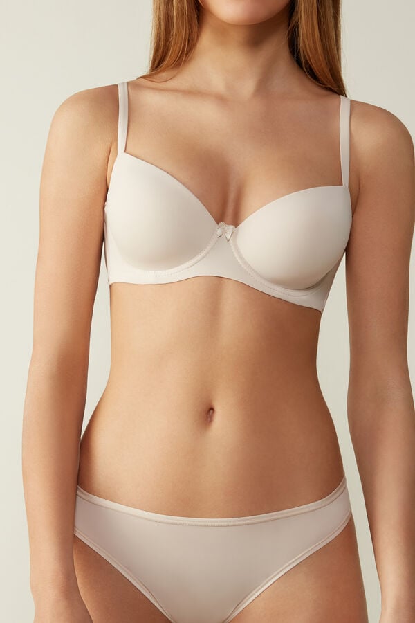 Women Intimissimi Sofia Microfiber Padded Balconette Bra Cream Pink | 4857069-NC