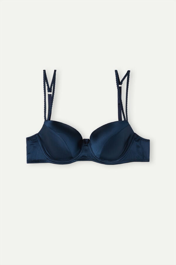 Women Intimissimi Sofia Natural Lift Balconette Silk Bra Blue | 3615708-XP