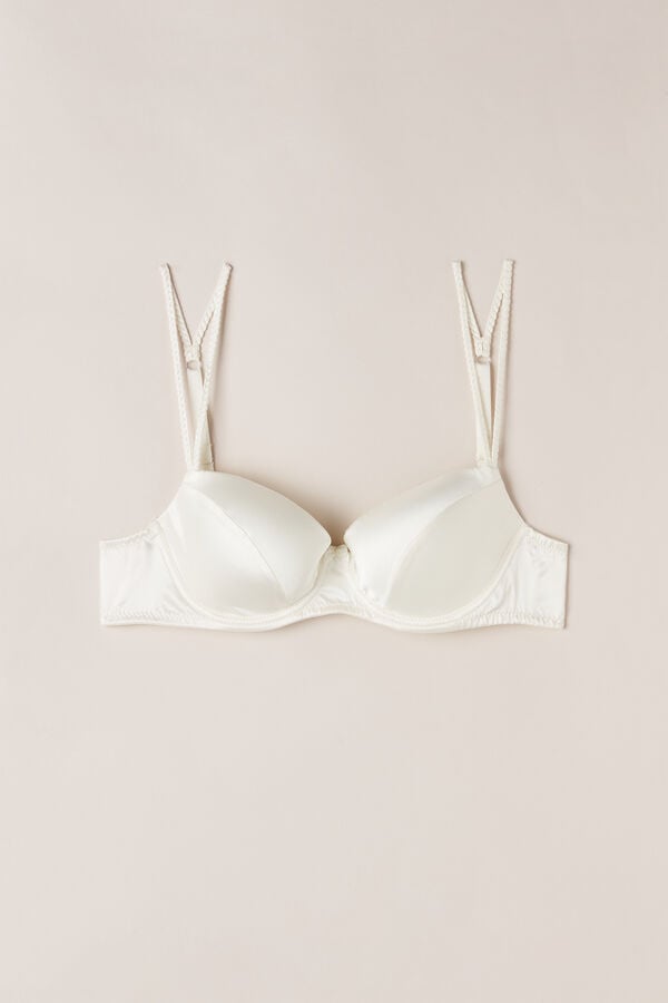 Women Intimissimi Sofia Natural Lift Balconette Silk Bra White | 4123608-ZJ