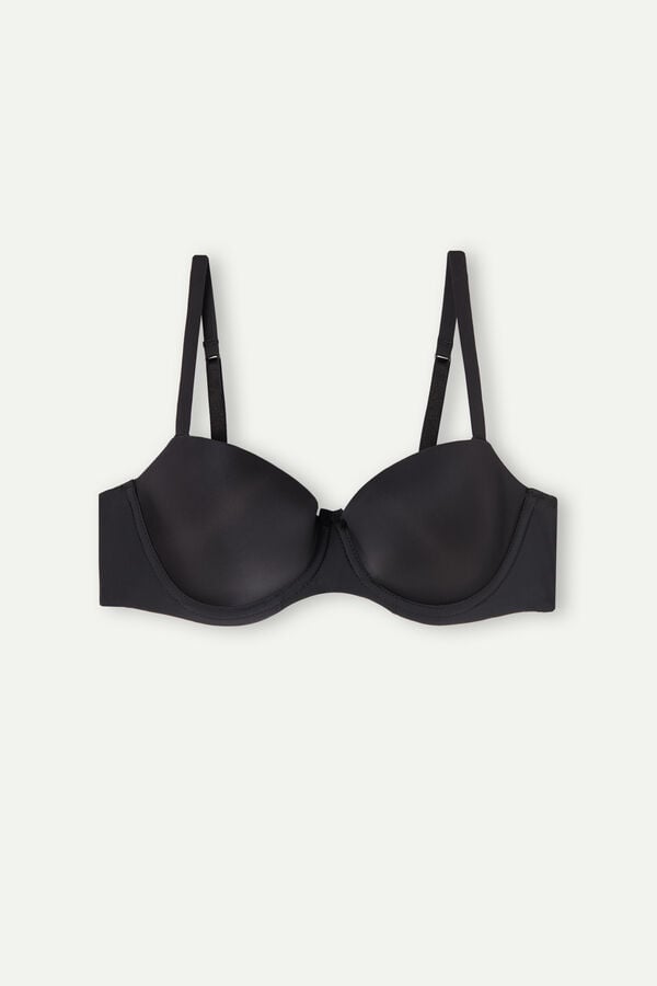 Women Intimissimi Sofia Natural Lift Balconette Ultralight Microfiber Bra Black | 8430591-KW