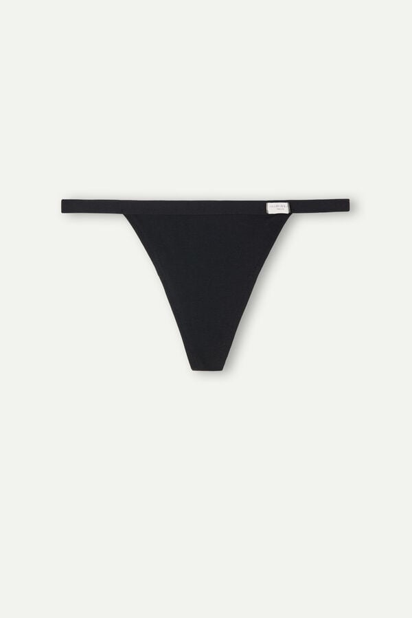 Women Intimissimi String In Cotton Thong Black | 7830146-ZX