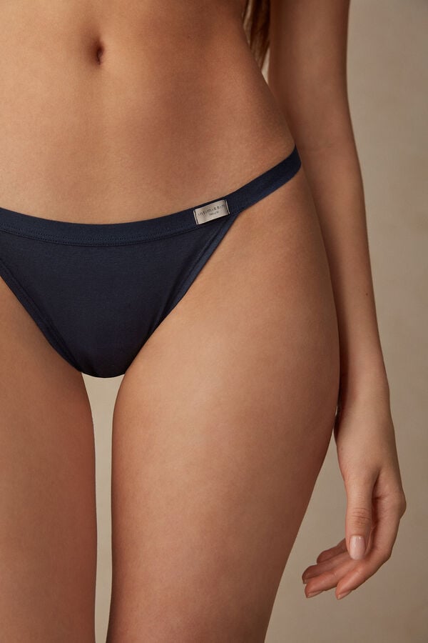 Women Intimissimi String In Cotton Thong Blue | 4937061-FO