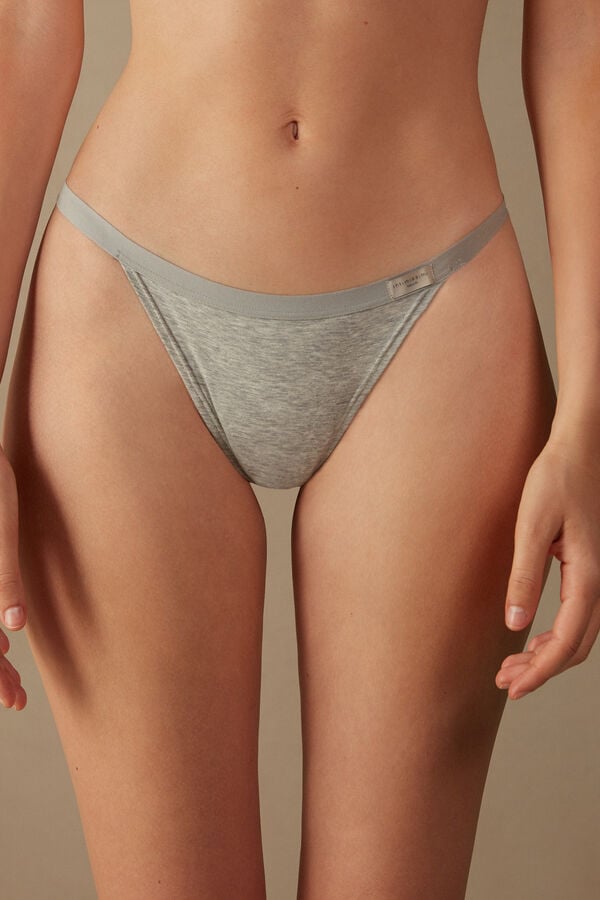 Women Intimissimi String In Cotton Thong Light Grey | 4237816-NU