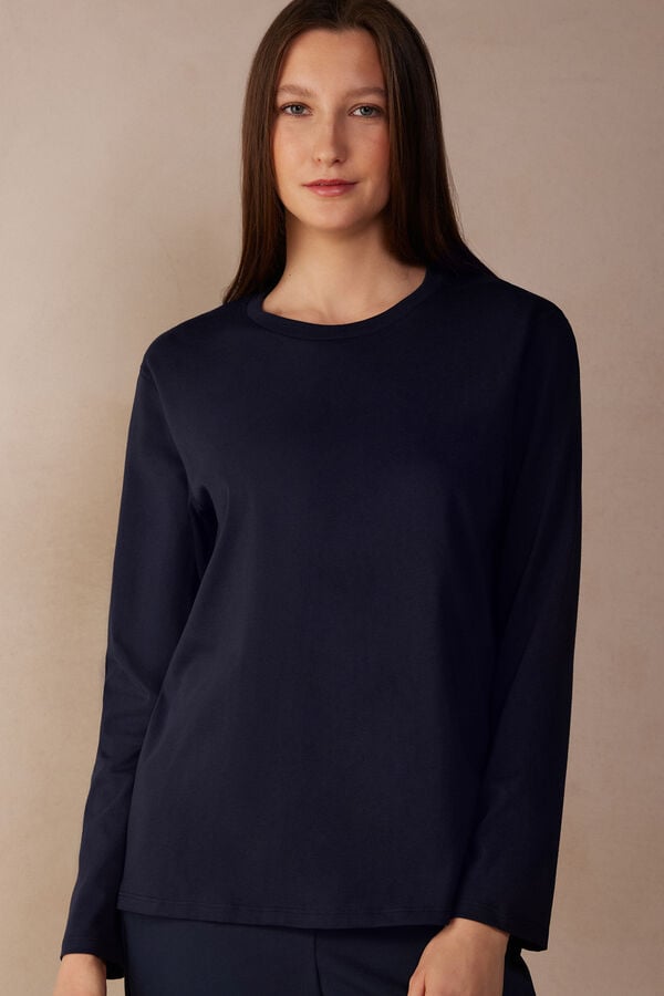 Women Intimissimi Superior Cotton Oversized Long Sleeve Blue | 1906235-XM