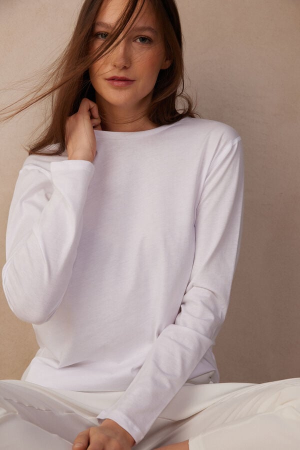 Women Intimissimi Superior Cotton Oversized Long Sleeve White | 1396487-ER