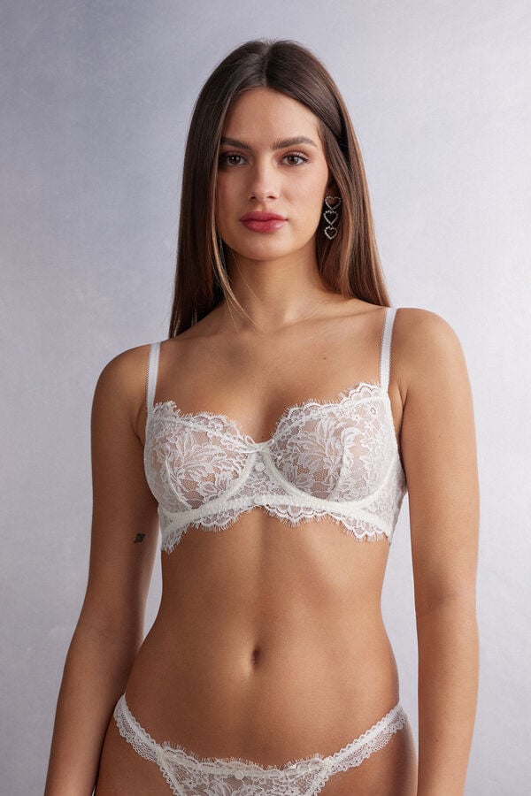 Women Intimissimi The Most Romantic Season Daniela Balconette Bra White | 6893702-TY