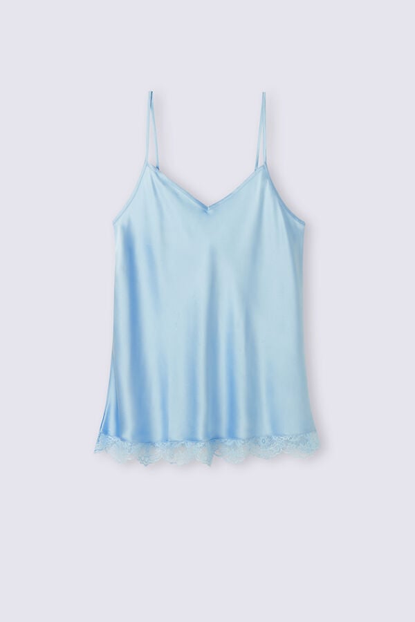 Women Intimissimi The Most Romantic Season Silk Camisole Tank Top Blue | 0536842-CB